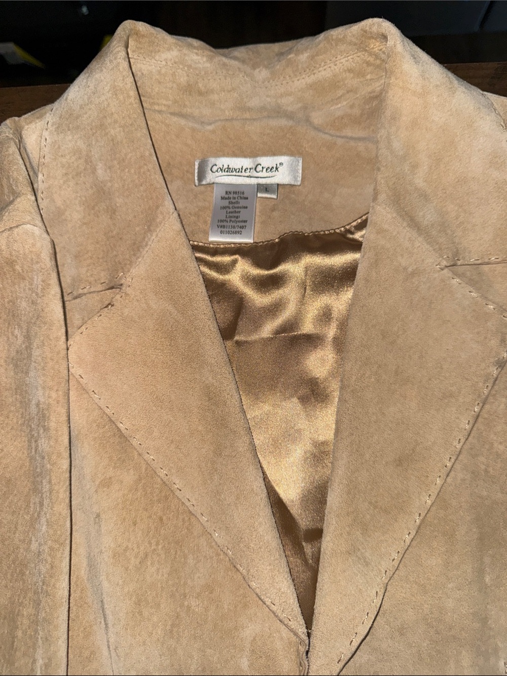 Coldwater Creek Women's Light Beige leather jacket - Picture 2 of 4